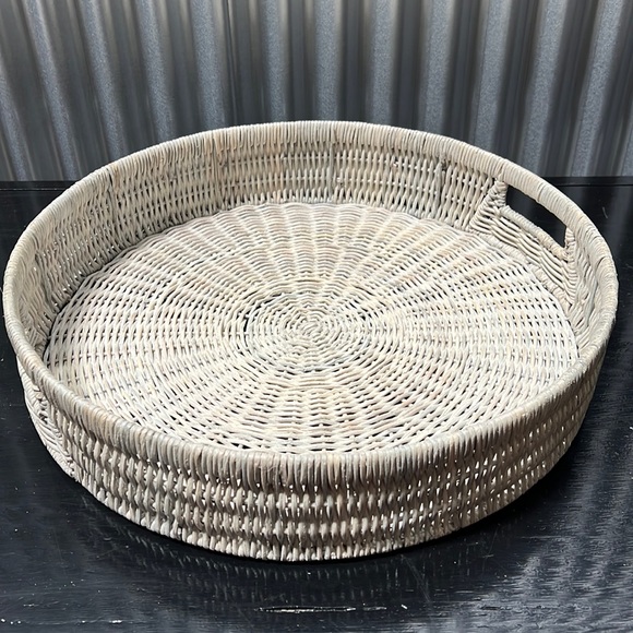 Pottery Barn Accents Pottery Barn Round Basket Tray Poshmark